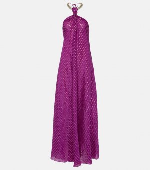 Платье макси majestic power из шелка и люрекса , фиолетовый Johanna Ortiz