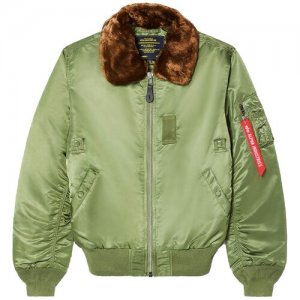 Куртка бомбер мужская B-15 Slim Fit Sage Green Brown Fur / L Alpha Industries. Цвет: хаки