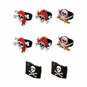 Кольцо пиратское Храбрый пират резина, Микс (Набор 8 шт.) Happy Pirate. Цвет: черный