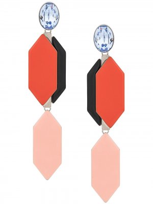 Серьги-подвески с декоративными камнями Emilio Pucci. Цвет: оранжевый