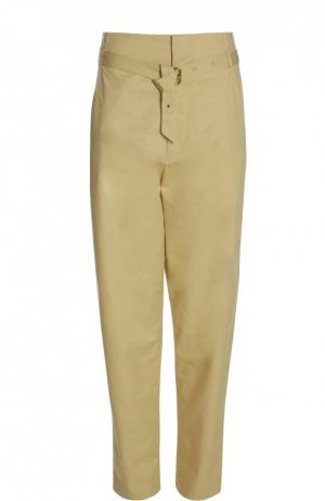 Прямые брюки с завышенной талией и прорезными карманами Isabel Marant. Цвет: желтый