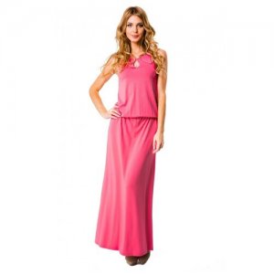 Розовое длинное платье (6652, розовый, размер: 44) Mondigo. Цвет: розовый