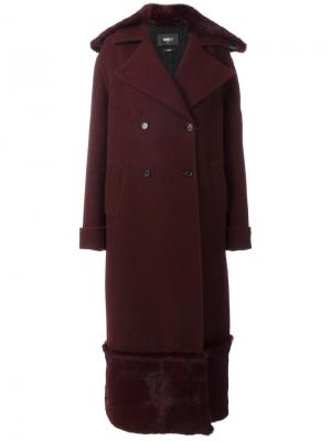 Удлиненное пальто с меховой отделкой Yang Li. Цвет: красный
