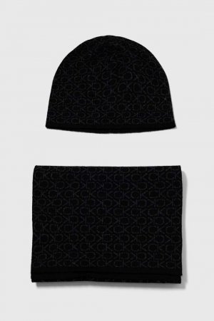 Шапка и шарф с добавлением шерсти, черный Calvin Klein