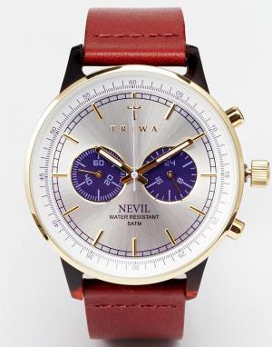 Часы с кожаным ремешком Nevil NEAC109 Triwa. Цвет: коричневый