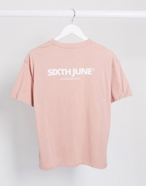 Свободная футболка с логотипом -Розовый цвет Sixth June