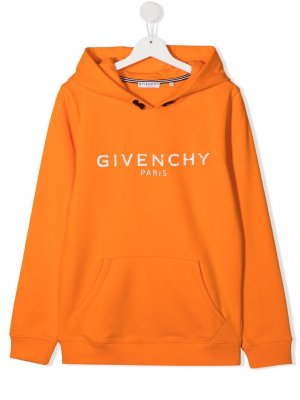 Худи с логотипом Givenchy Kids. Цвет: оранжевый