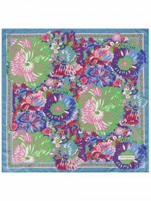Шелковый платок с цветочным принтом Dolce & Gabbana. Цвет: синий