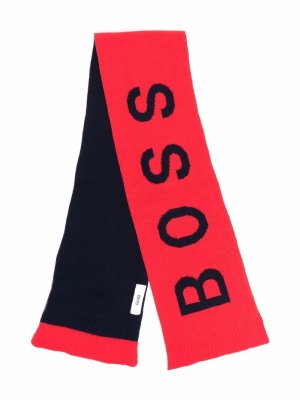 Шарф с вышитым логотипом BOSS Kidswear. Цвет: красный