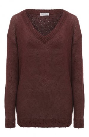 Пуловер изо льна и шелка Brunello Cucinelli. Цвет: бордовый