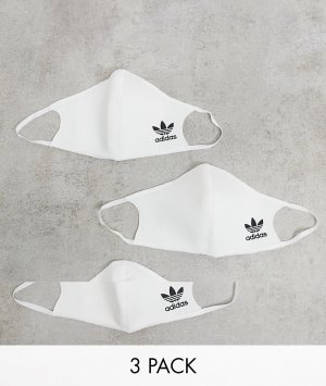 Набор из 3 белых масок для лица -Белый adidas Originals