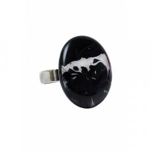 Кольцо , муранское стекло, черный Divetro. Цвет: серебристый/черный/черный-серебристый