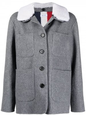 Короткое пальто с полосками RWB Thom Browne. Цвет: серый