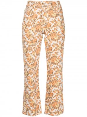 Укороченные брюки с цветочным принтом Jonathan Simkhai Standard. Цвет: оранжевый