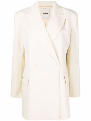 Двубортное пальто Bianca с поясом Aeron. Цвет: белый