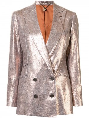 Двубортный пиджак с пайетками Maurizio Miri. Цвет: золотистый