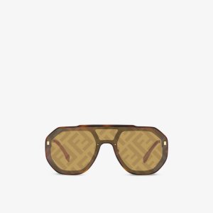 Солнцезащитные очки-авиаторы в ацетатной оправе FN000575 с монограммой , коричневый Fendi