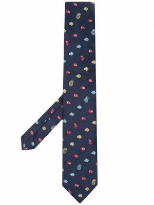 Шелковый галстук с узором пейсли ETRO. Цвет: синий