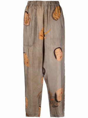 Graphic-print straight-leg trousers Uma Wang. Цвет: серый