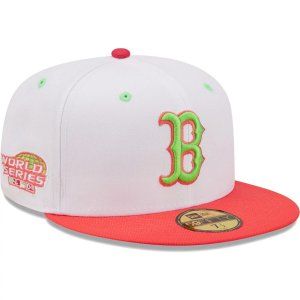 Мужская облегающая шляпа New Era белого/кораллового цвета Boston Red Sox 2004 World Series Strawberry Lolli 59FIFTY