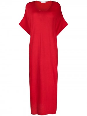 Платье макси с круглым вырезом и короткими рукавами P.A.R.O.S.H.. Цвет: красный