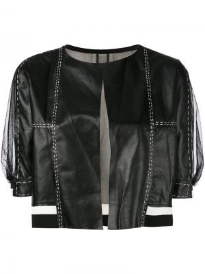 Укороченный пиджак с прозрачными рукавами Aviù. Цвет: чёрный