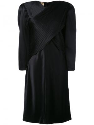 Объемное платье с запахом Krizia Vintage. Цвет: черный