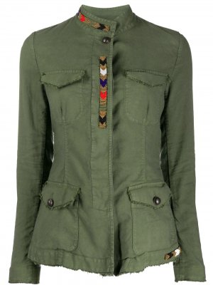 Куртка с карманами и вышивкой бисером Bazar Deluxe. Цвет: зеленый
