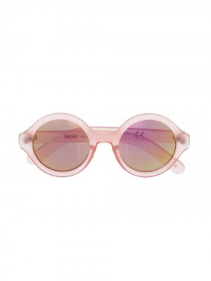Солнцезащитные очки в круглой оправе Molo. Цвет: розовый