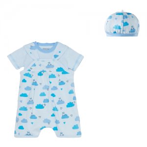Комплект (чепчик/боди/футболка) детский детская, цвет голубой/зайчик, рост 80 Bonito. Цвет: голубой