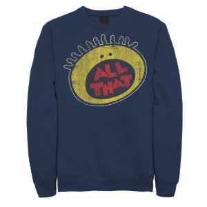 Мужской флисовый пуловер с графическим рисунком All That Classic Vintage Face Logo Title, синий , Nickelodeon