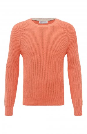 Хлопковый свитер Brunello Cucinelli. Цвет: оранжевый