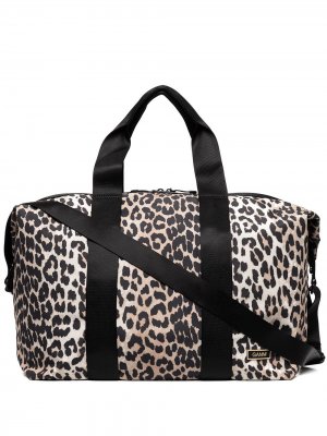 Дорожная сумка с леопардовым принтом GANNI. Цвет: коричневый