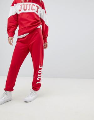Спортивные штаны с манжетами и логотипом Juicy By Couture. Цвет: красный