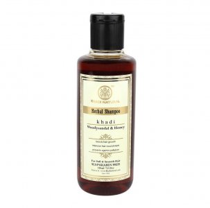 Натуральный шампунь с Сандалом и Мёдом: против перхоти (210 мл), Herbal Shampoo Woodysandal & Honey, Khadi Natural