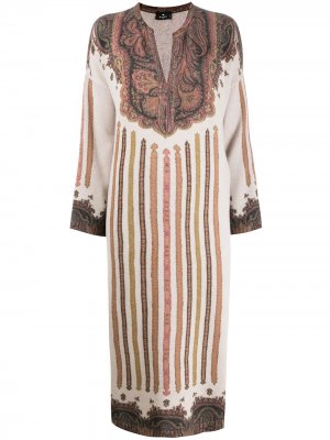Трикотажное платье миди с узором пейсли Etro. Цвет: коричневый