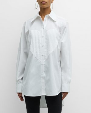 Рубашка-смокинг с пуговицами спереди и нагрудником плиссированным сердцем Area