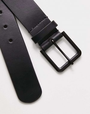 Черный кожаный ремень с матовой черной пряжкой ASOS DESIGN