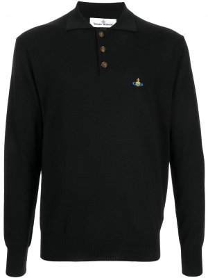 Рубашка поло с длинными рукавами и вышитым логотипом Vivienne Westwood. Цвет: черный