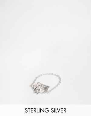 Серебряное кольцо с подвеской в виде головы тигра Kenzo. Цвет: серебряный