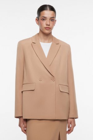 Пиджак oversize двубортный с боковыми карманами befree. Цвет: коричневый