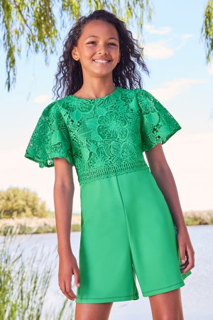 Платье с кружевным верхом , зеленый Lipsy