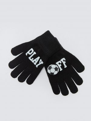Трикотажные перчатки для мальчиков с текстовым принтом LCW Accessories