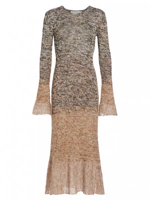 Платье-свитер миди из смесовой шерсти с разноцветными узорами , цвет dark camel melange Proenza Schouler White Label