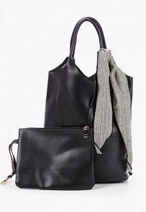 Комплект Dorogobogato сумка, косметичка и платок. Цвет: черный