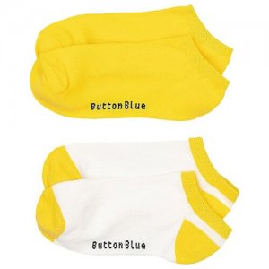 Комплект носков, 2 пары, цвет желтый, размер 14*16 Button Blue. Цвет: желтый/белый