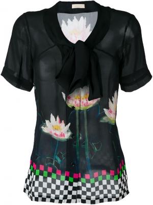 Блузка с цветочным принтом Wunderkind. Цвет: черный