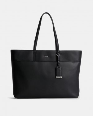 Большая сумка из переработанного материала с черным логотипом , черный Calvin Klein