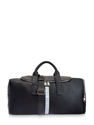 Спортивная сумка из экокожи с двойной молнией и ремнем BIKKEMBERGS. Цвет: черный