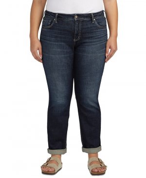 Джинсы-бойфренды больших размеров со средней посадкой и узкими штанинами , синий Silver Jeans Co.